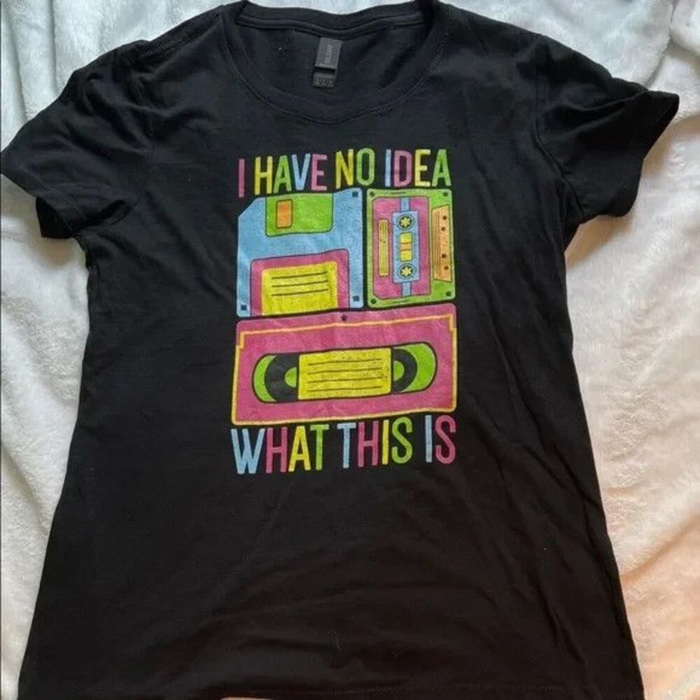 Cassette VHS Floppy Disk I Have No Idea What This Is T-Shirt (Women’s S)